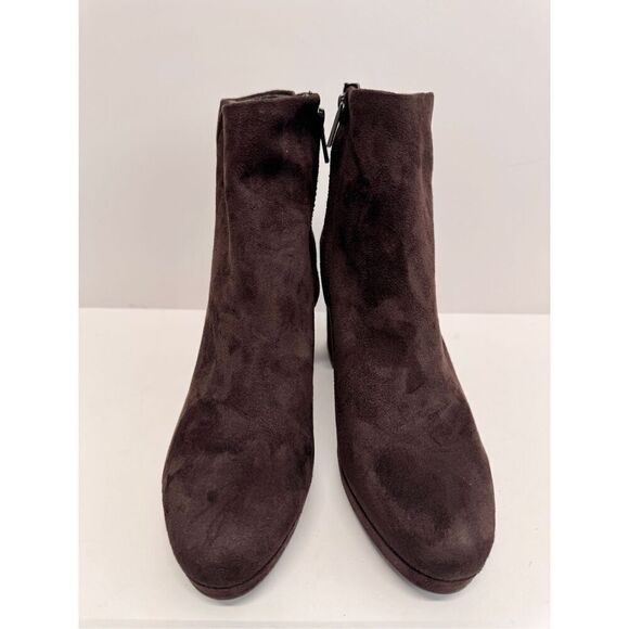 Calvin Klein Ankle Boots Size 8 Brown Block Heel Side Zip Winter Booties - Picture 5 of 10